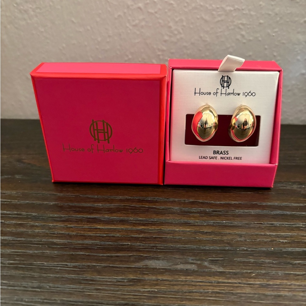 NEW House of Harlow 1960 Gold Hoop Earrings